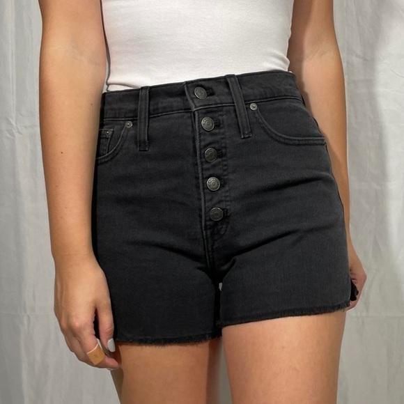 Madewell Pants - Madewell High Waisted Button Fly Shorts in Black